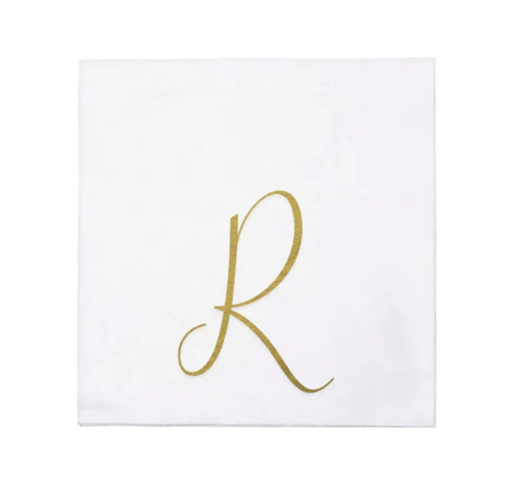Vietri Gold Monogram Papersoft Napkin - R