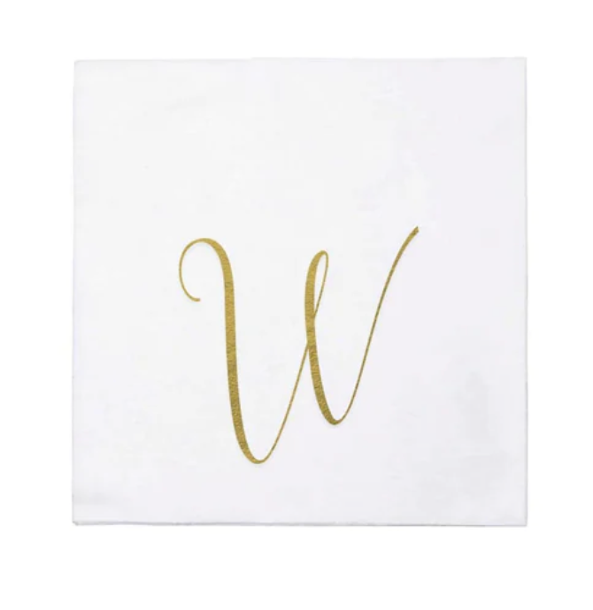 Vietri Gold Monogram Papersoft Napkin - W