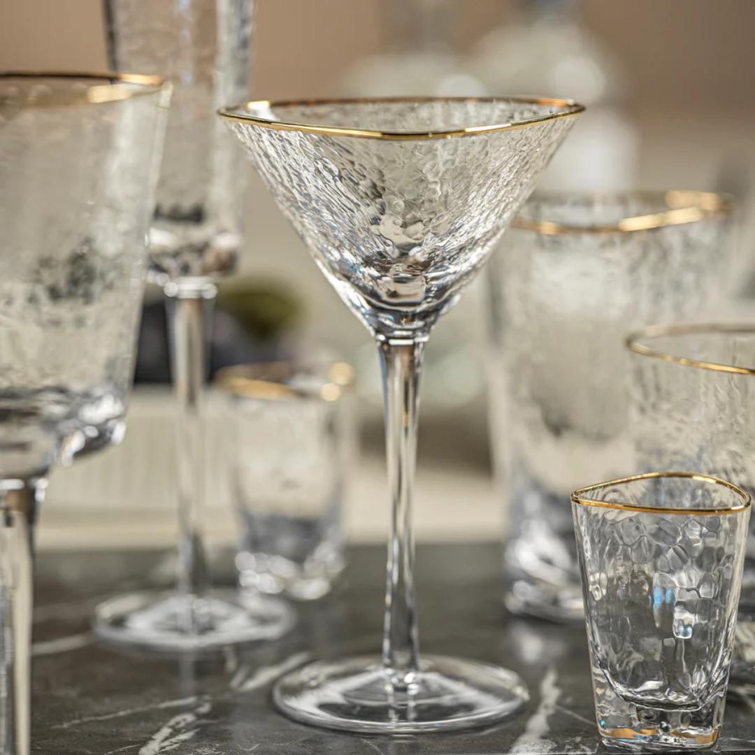 Aperitivo Triangular Martini Glass Clear/Gold Rim