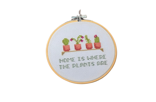 "Home is Where the Plants Are" Embroidery Hoop Decor