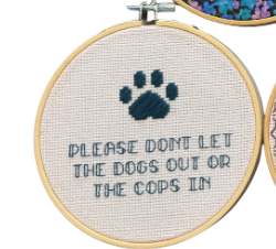 "Please Don't Let the Dogs Out..." Embroidery Hoop Decor