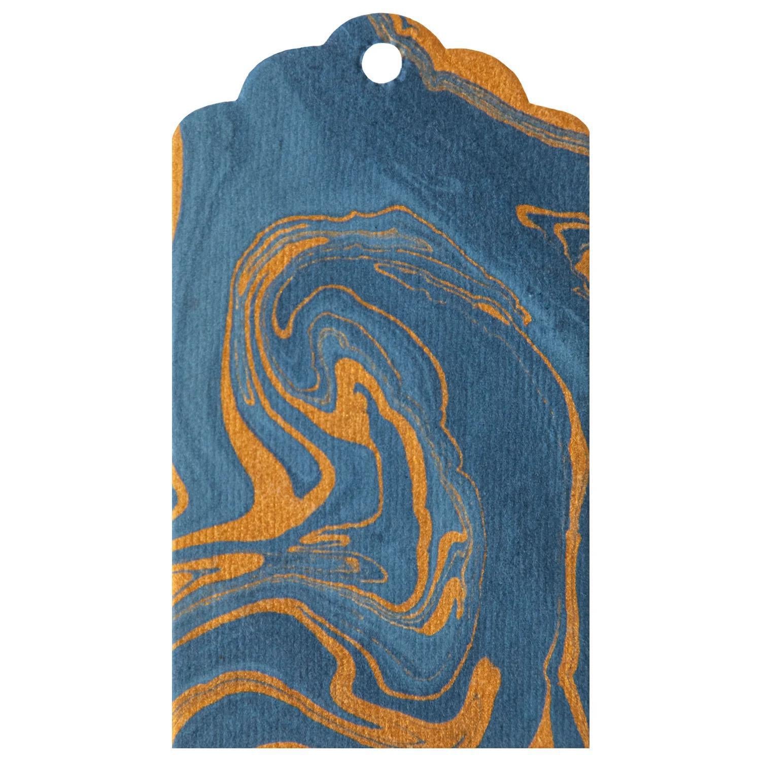 Hester & Cook Marbled Tags - Blue Gold Vein