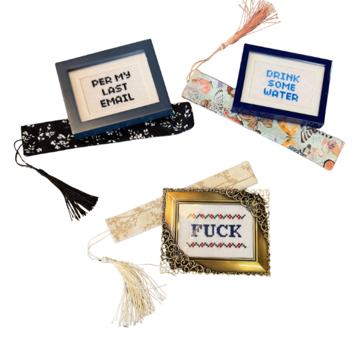 Framed Embroidery and Bookmark Gift Set