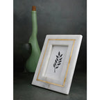 White Marble Frame with Brass Inlay 5"x7"