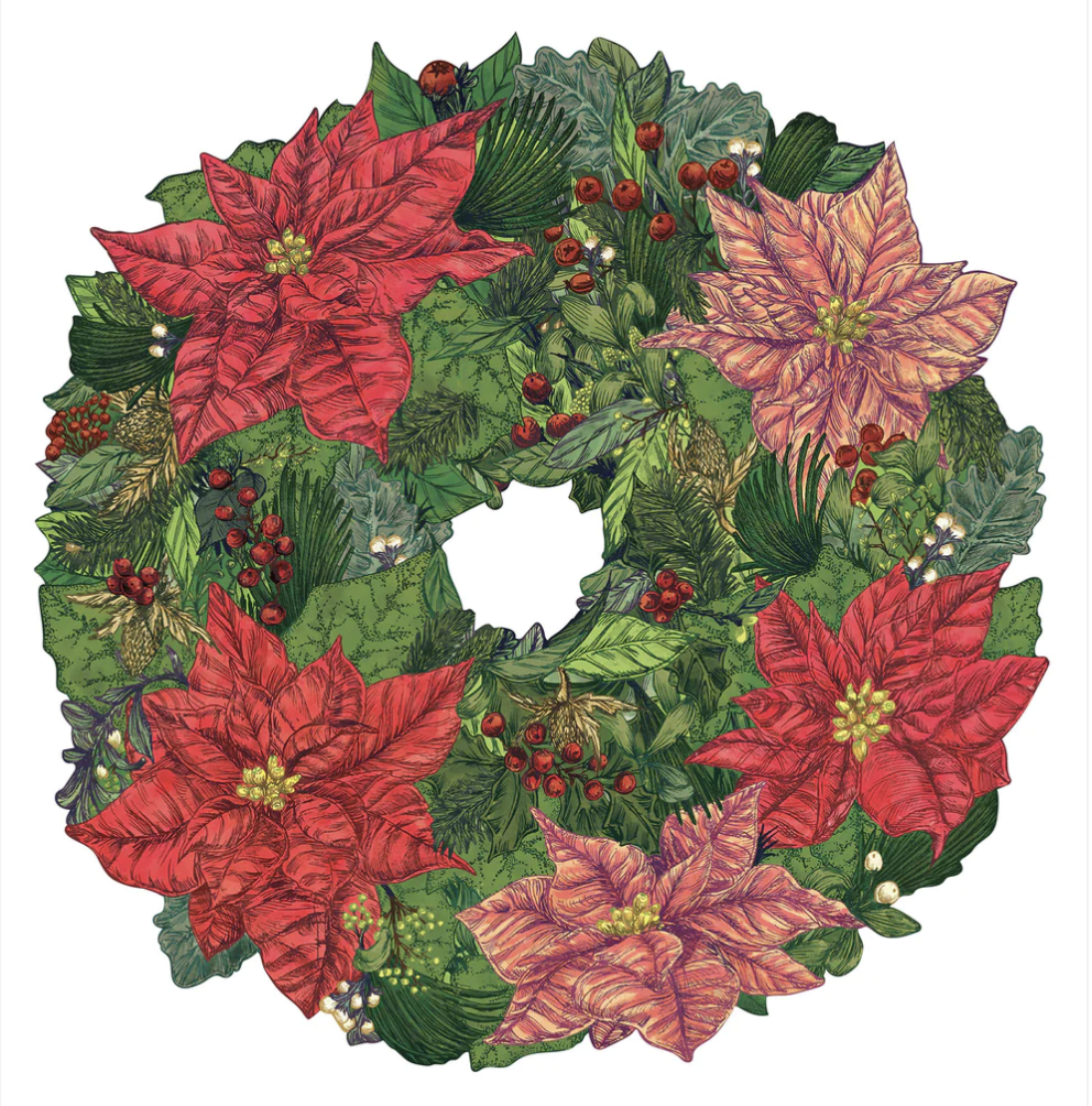 Die-Cut Poinsettia Wreath Placemat