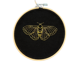 Moth Outline Embroidery Hoop Decor