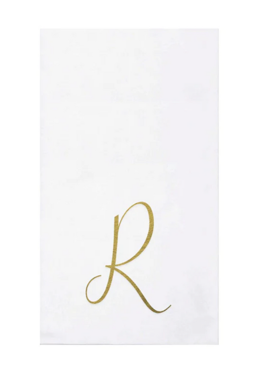 Vietri Gold Monogram Papersoft Napkin - R