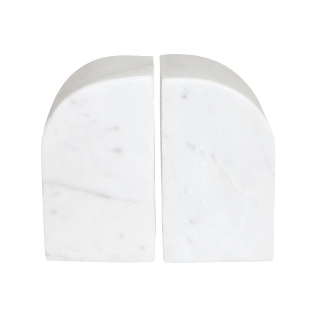 White Marble Bookends