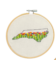NC Outline Floral Embroidery Hoop Decor