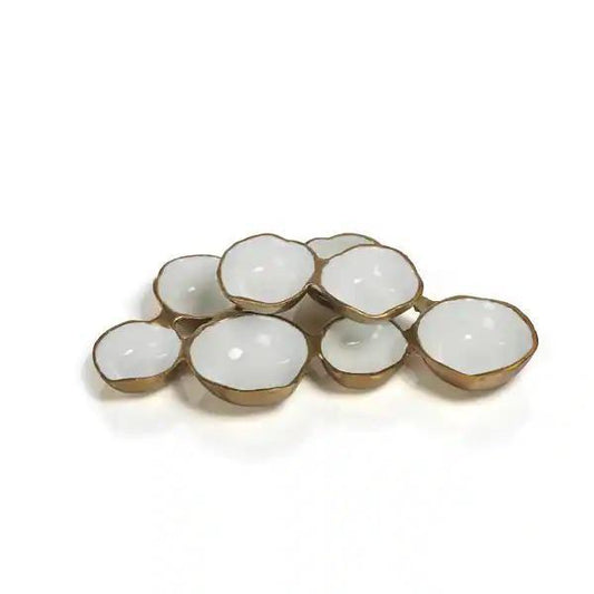 Cluster Serving Bowls Small - Gold/Wht Enamel
