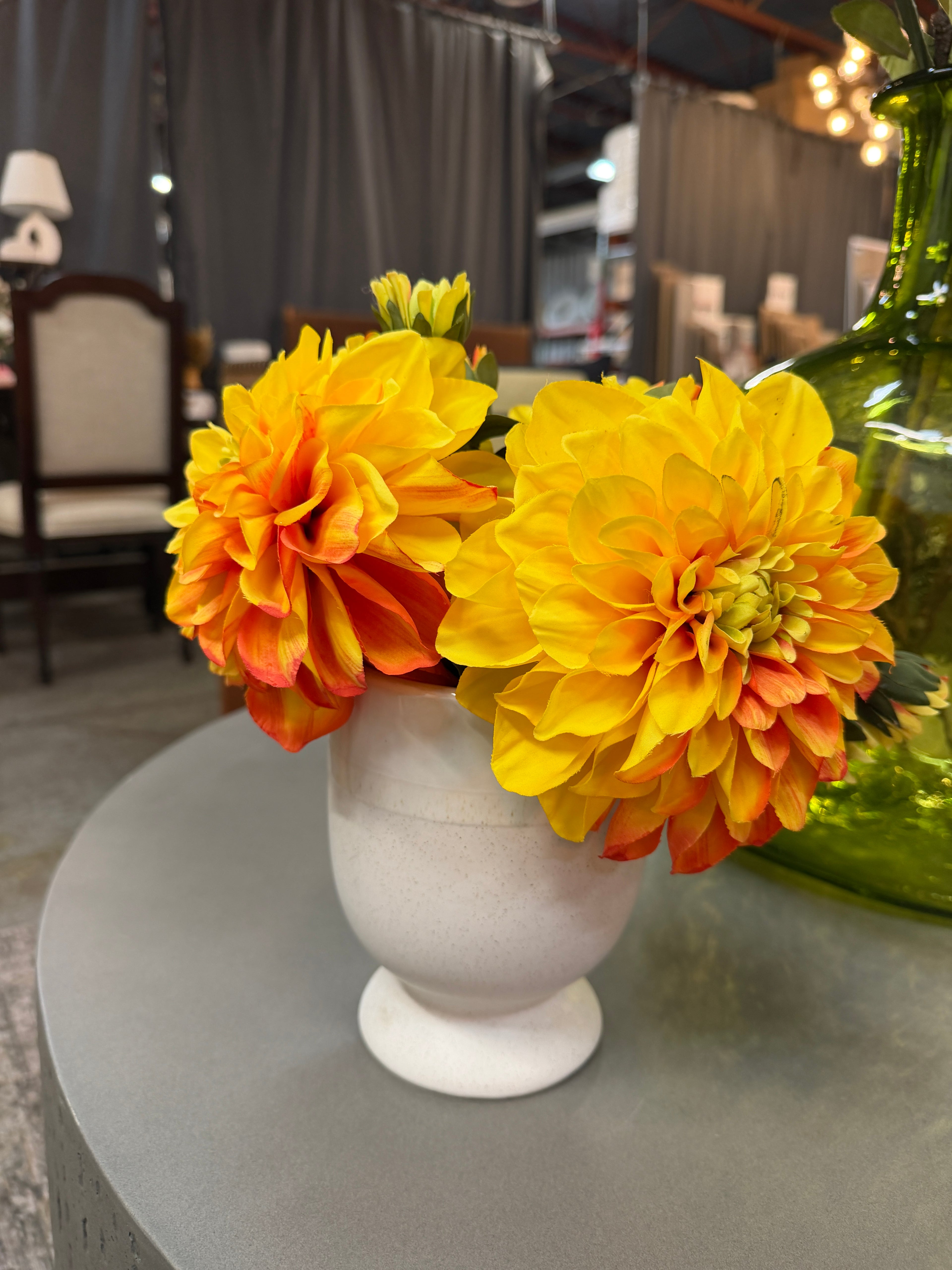 Laney Vase Dahlia Arrangement - Yellow/Orange