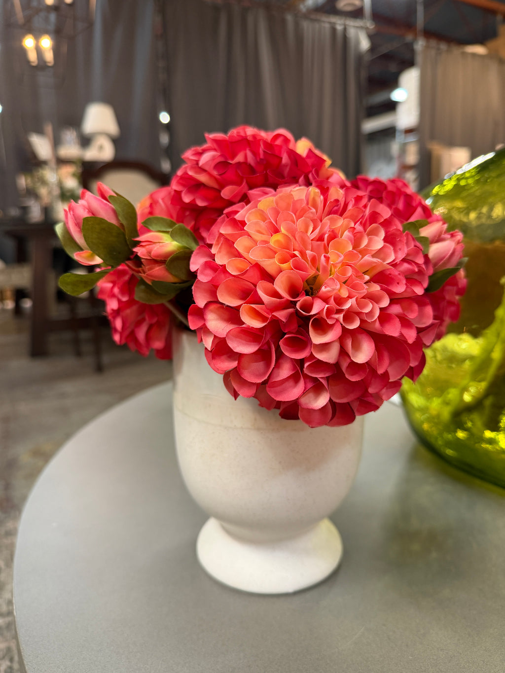 Laney Vase Dahlia Arrangement - Deep Pink