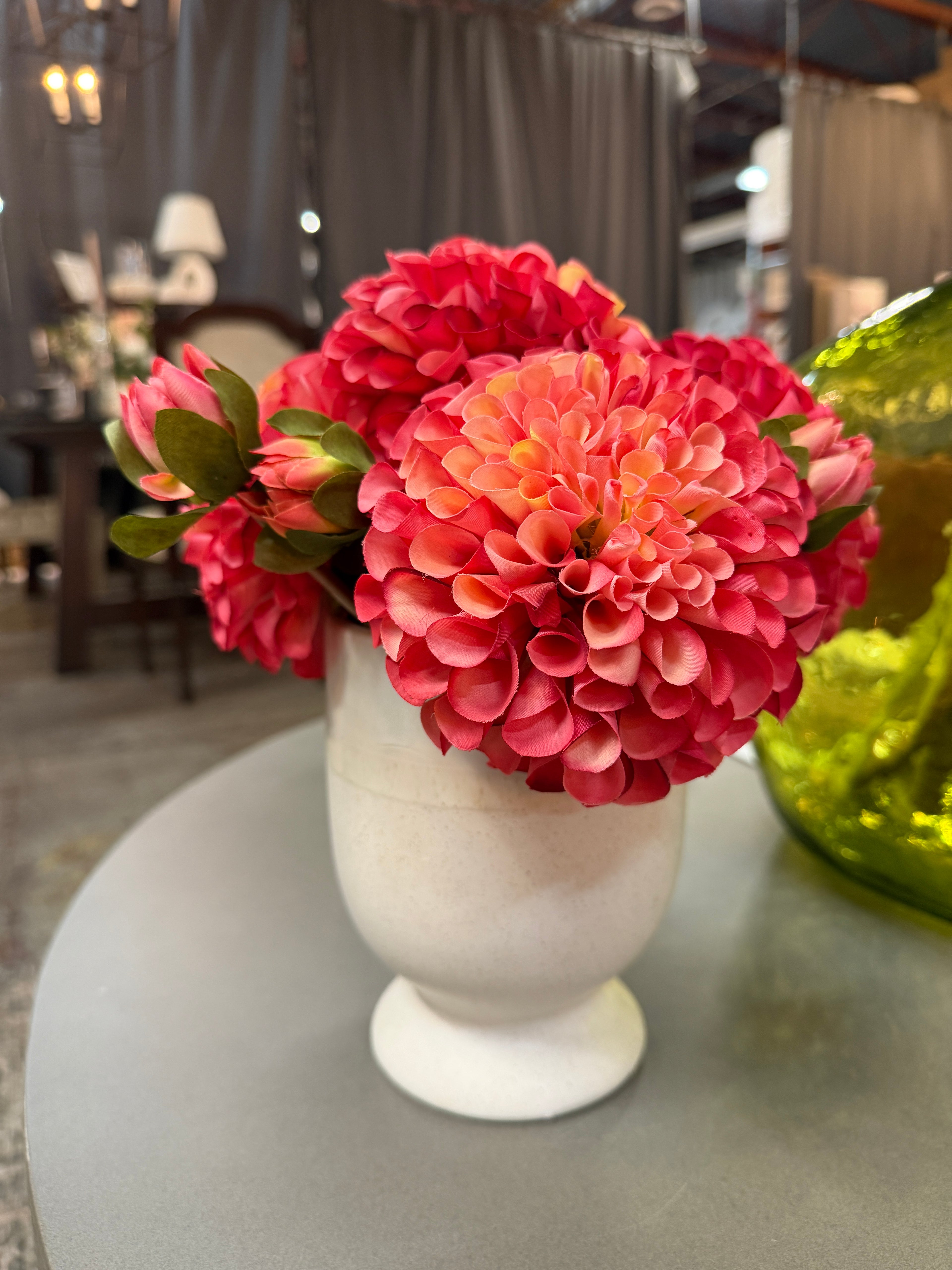 Laney Vase Dahlia Arrangement - Deep Pink