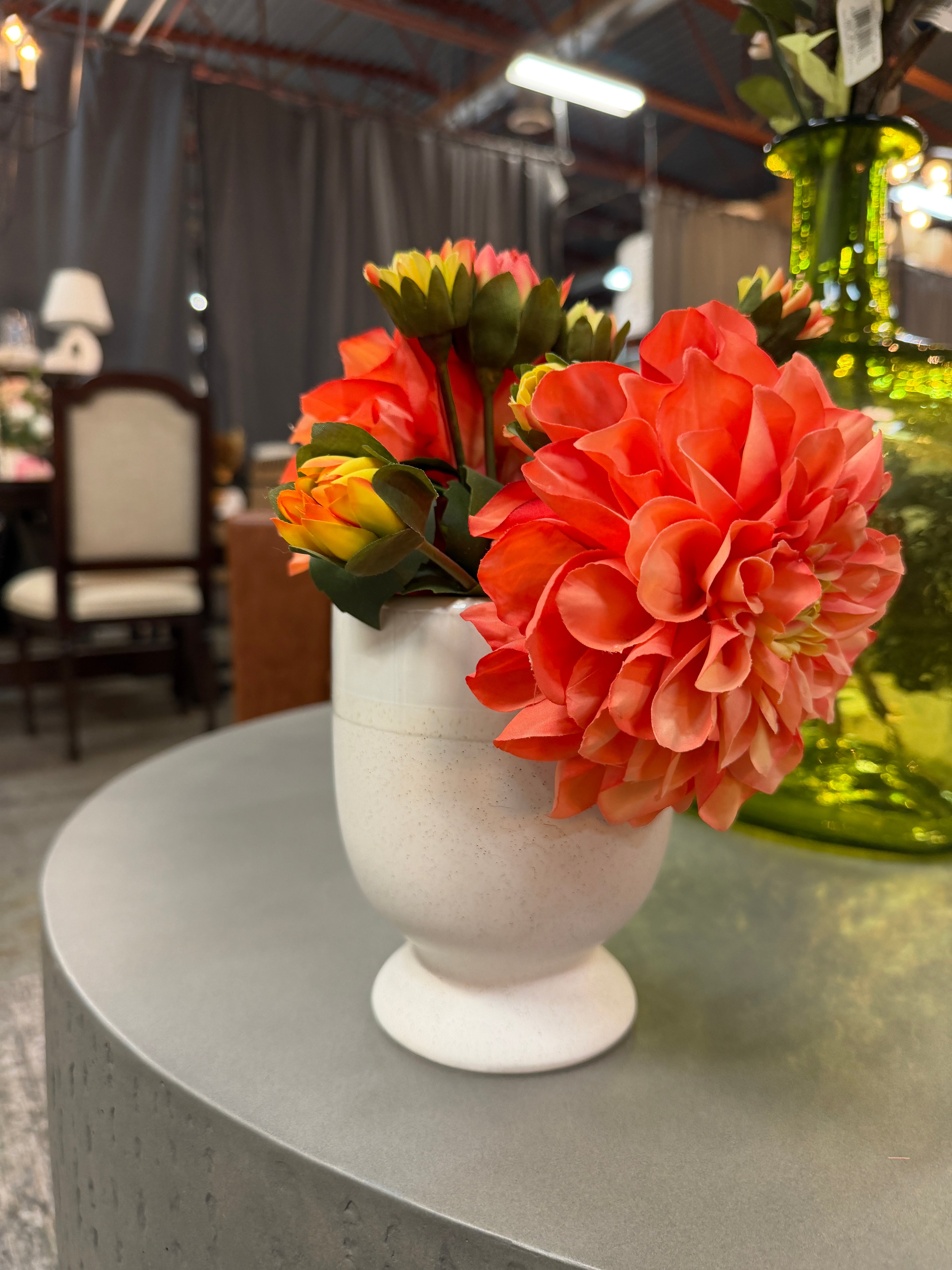 Laney Vase Dahlia Arrangement - Peach