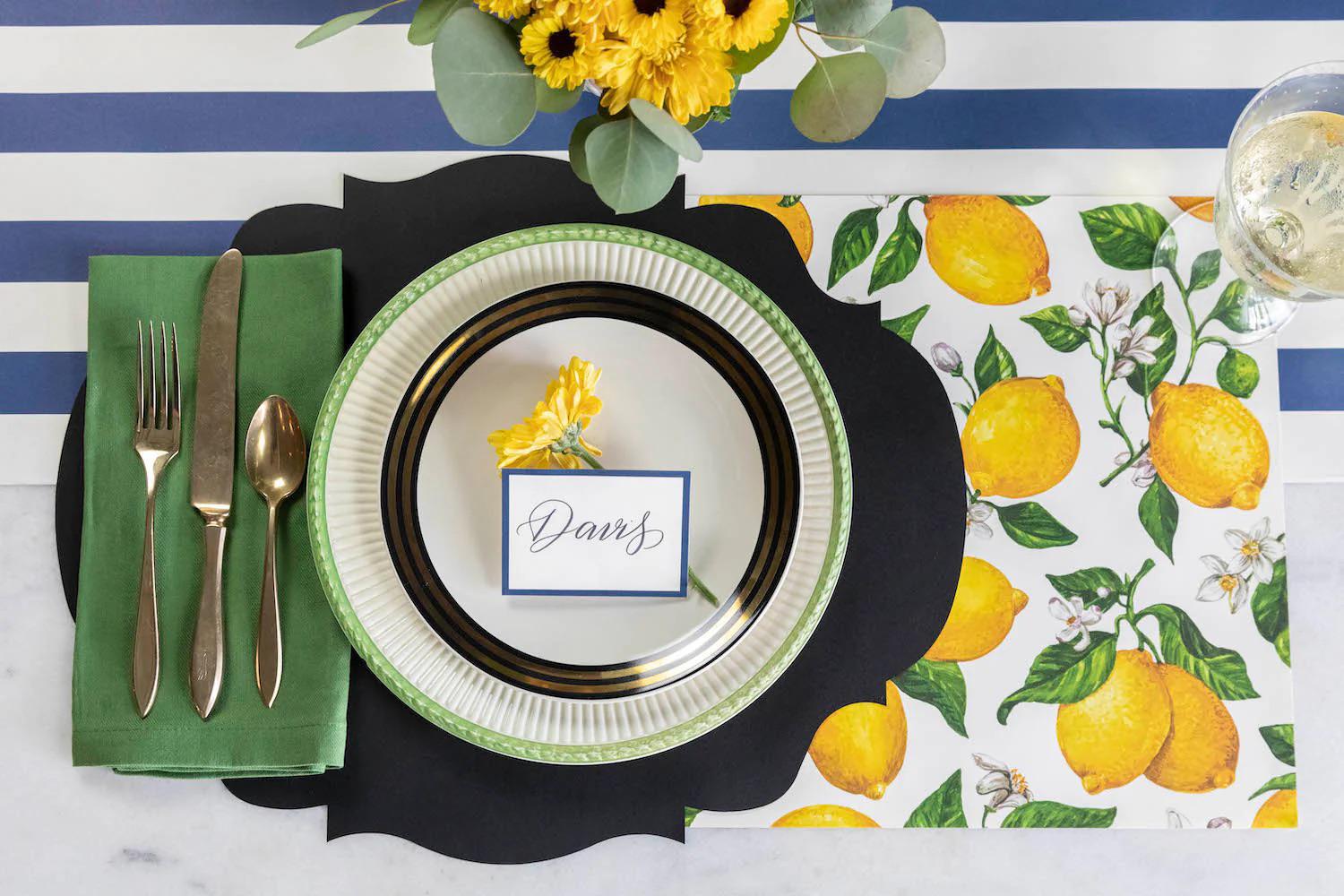 Die Cut Black French Cut Placemats S/12