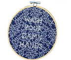 "Wash Your Hands" Embroidery  Hoop Decor