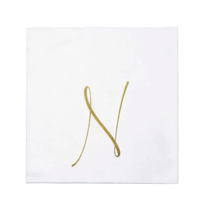 Vietri Gold Monogram Papersoft Napkin - N