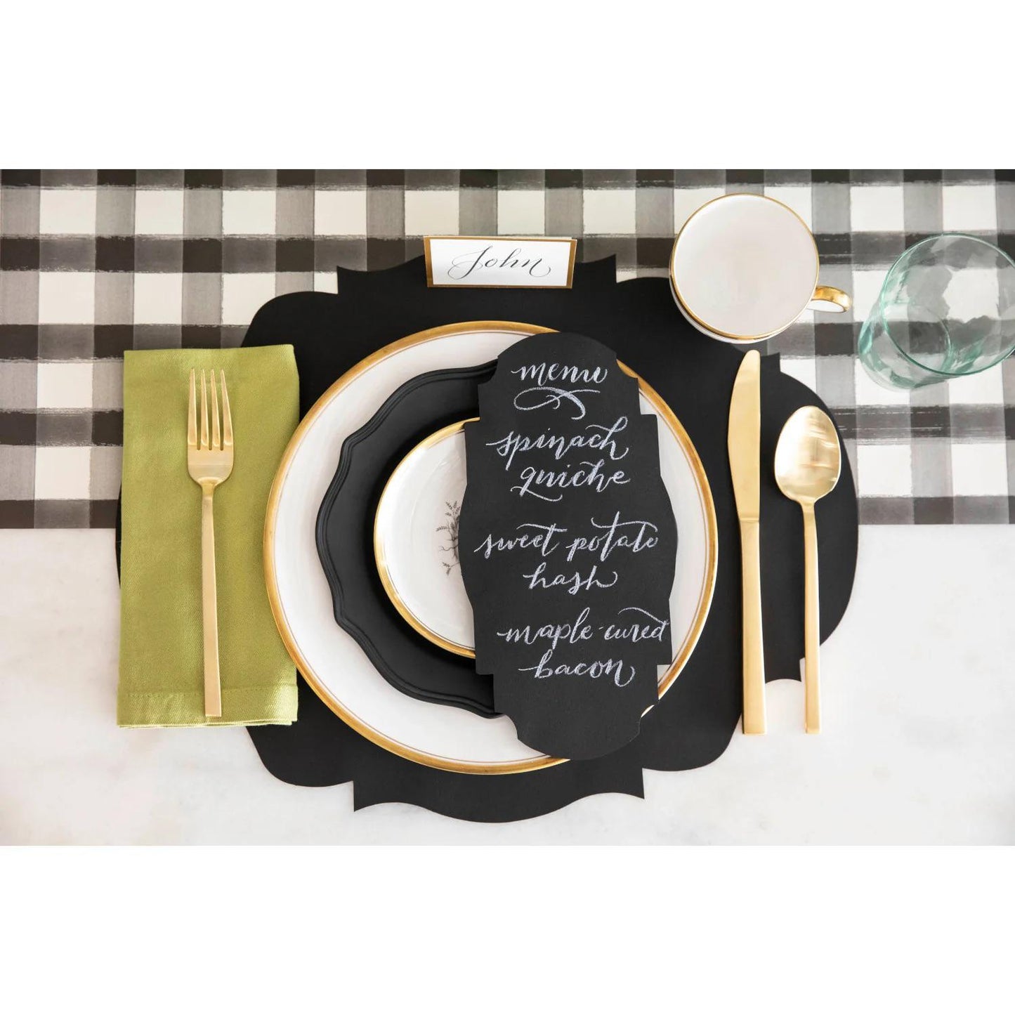 Die Cut Black French Cut Placemats S/12