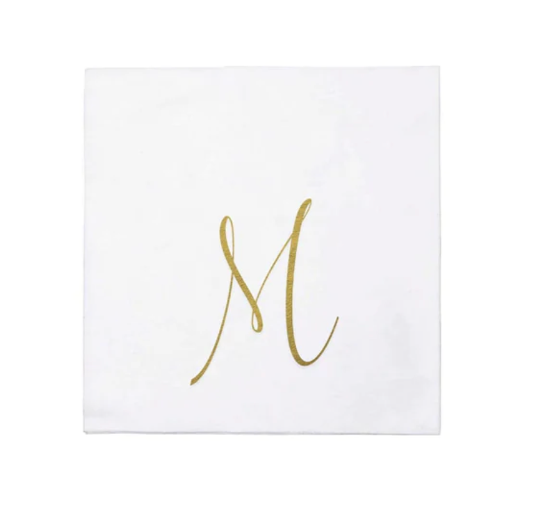Vietri Gold Monogram Papersoft Napkin - M