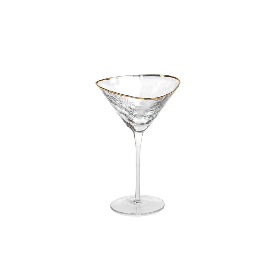 Aperitivo Triangular Martini Glass Clear/Gold Rim
