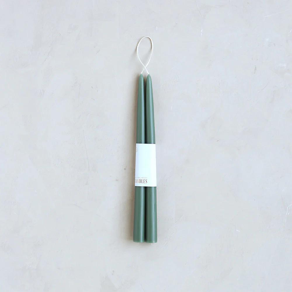 Moss Taper Candles 12"