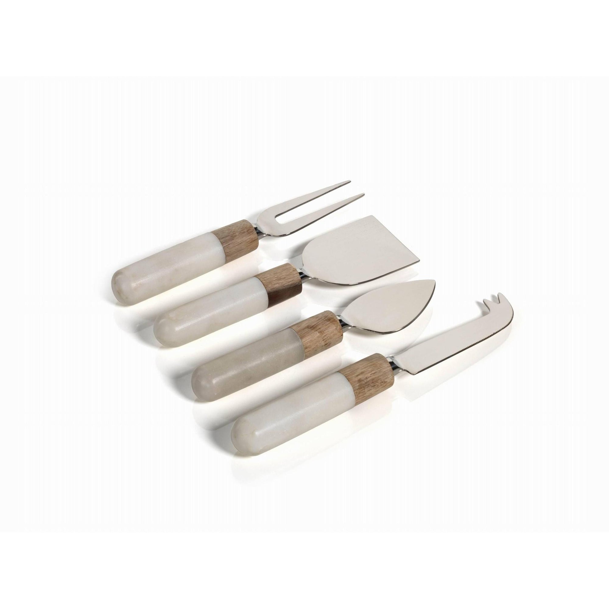 Marble and Wood Cheese Tool Set of 4