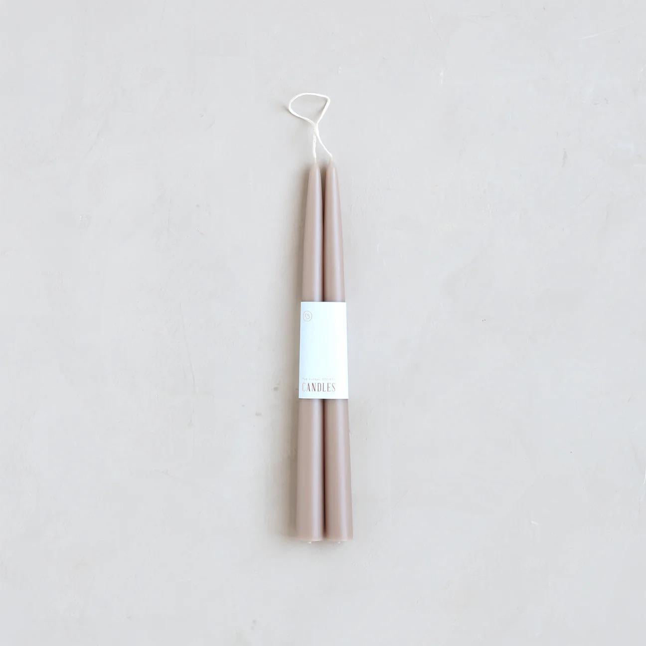 Greige Taper Candles 12"