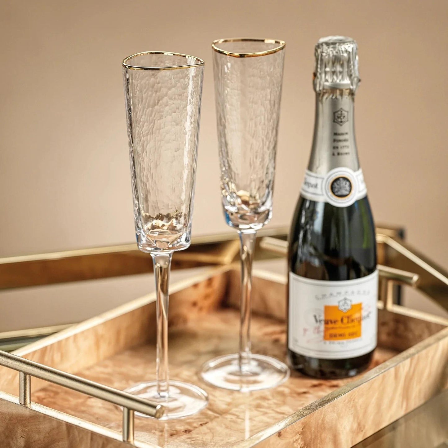Aperitivo Triangular Champagne Flute Clear/Gold Rim