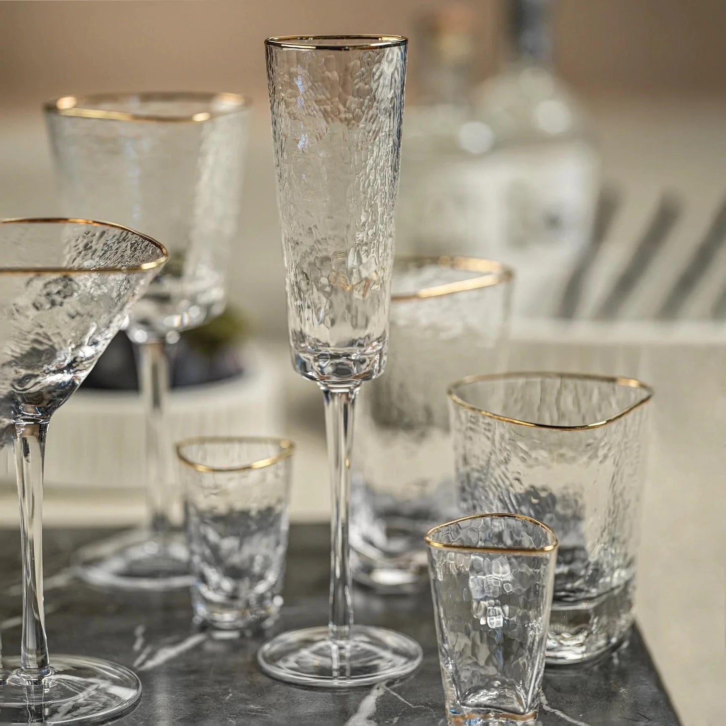 Aperitivo Triangular Champagne Flute Clear/Gold Rim
